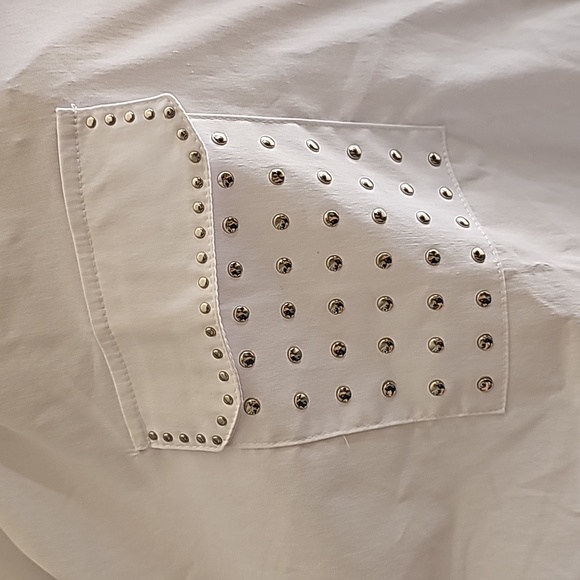 NY Collection Women's White Plus Size Collared Longsleeve Shirt 2X - Picture 4 of 7